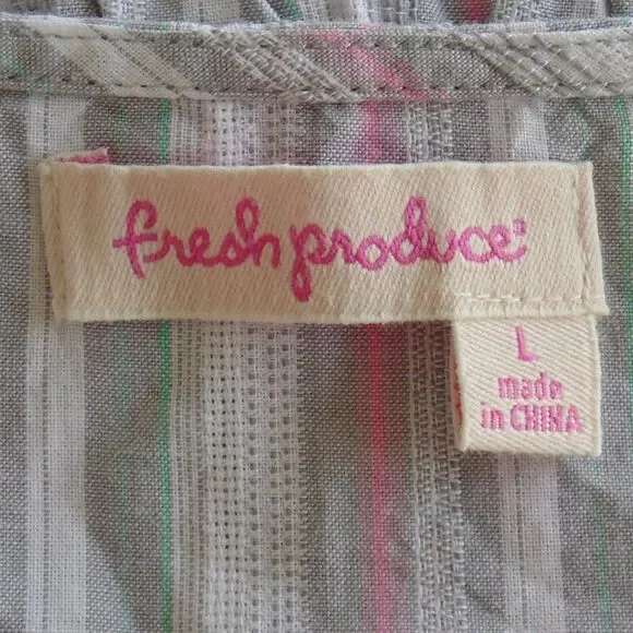 FRESH PRODUCE Dress, L, Melody, Tiered Skirt, V-neck, Crisp cotton, Stripes - Picture 11 of 14